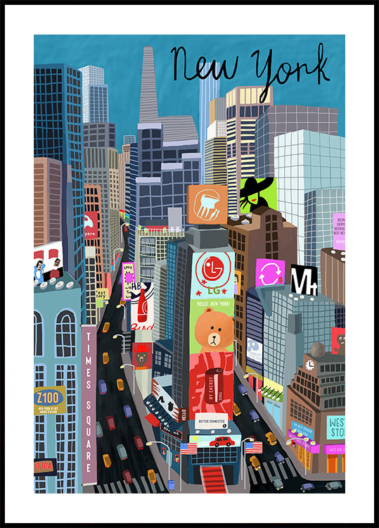 Times Square, New York Illustration by Artist Carla Daly