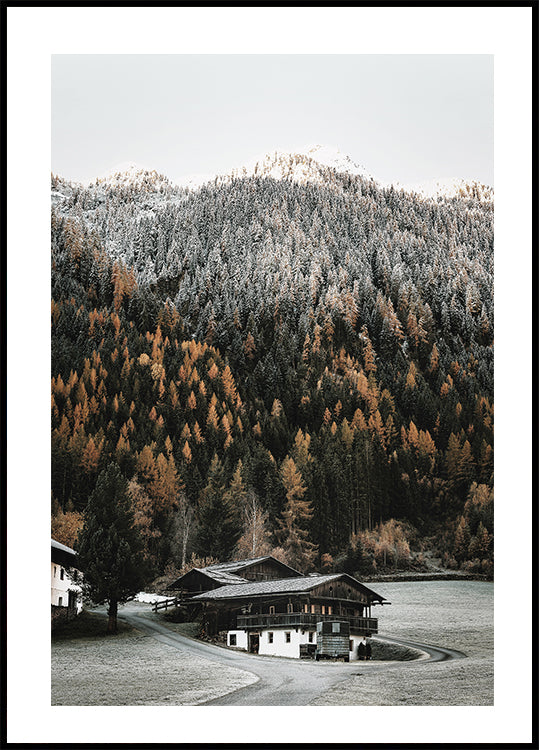 Rustic Houses in the Mountains Poster - Posterbox.dk