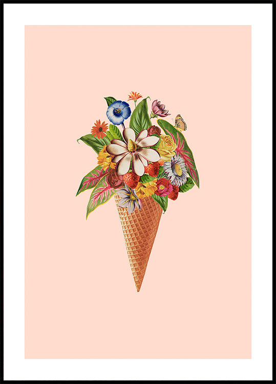Botanical pink ice cream Poster