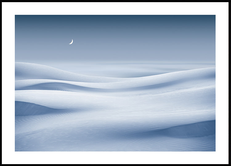 Moonlit Snow Waves Poster