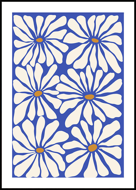 Sunny Floral Blue Poster