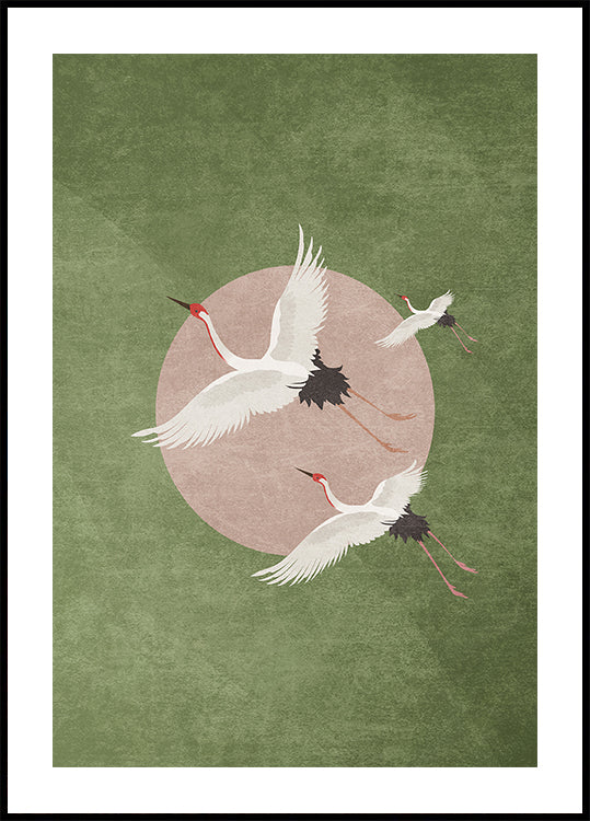 Cranes in Flight Poster