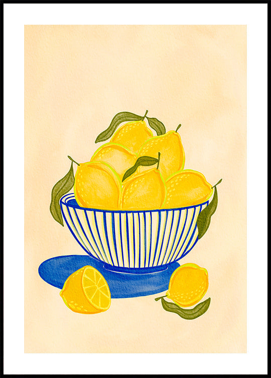 Bowl Of Vibrant Yellow Lemons Poster
