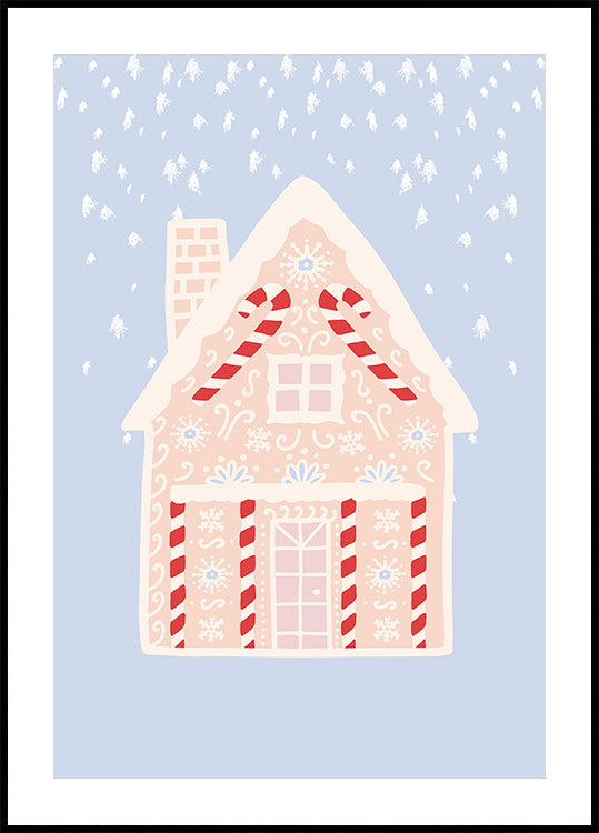 Blue Gingerbread House Poster