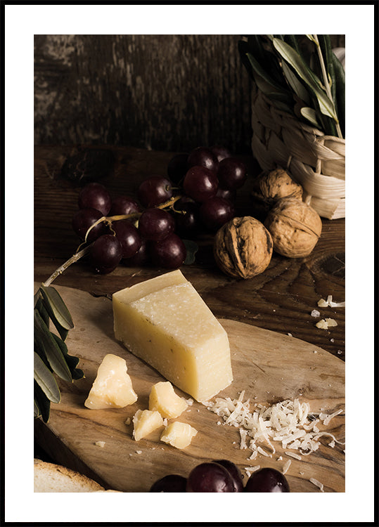 Rustic Cheese and Fruit Still Life Poster - Posterbox.dk