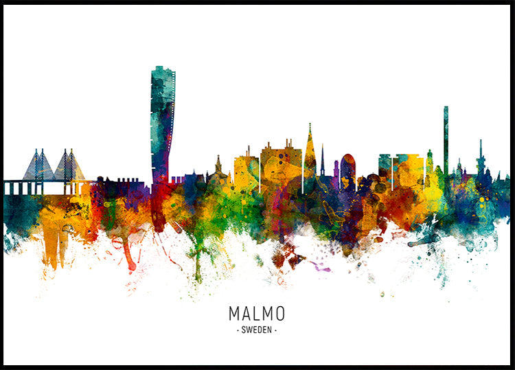 Malmo Sweden Skyline Poster