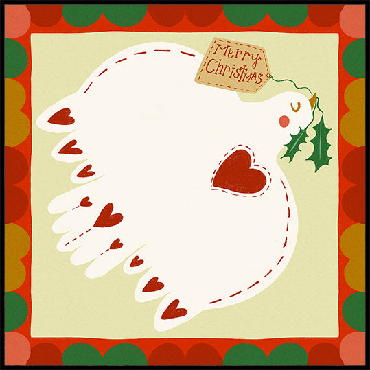 Merry Christmas Dove Festive Illustration Poster