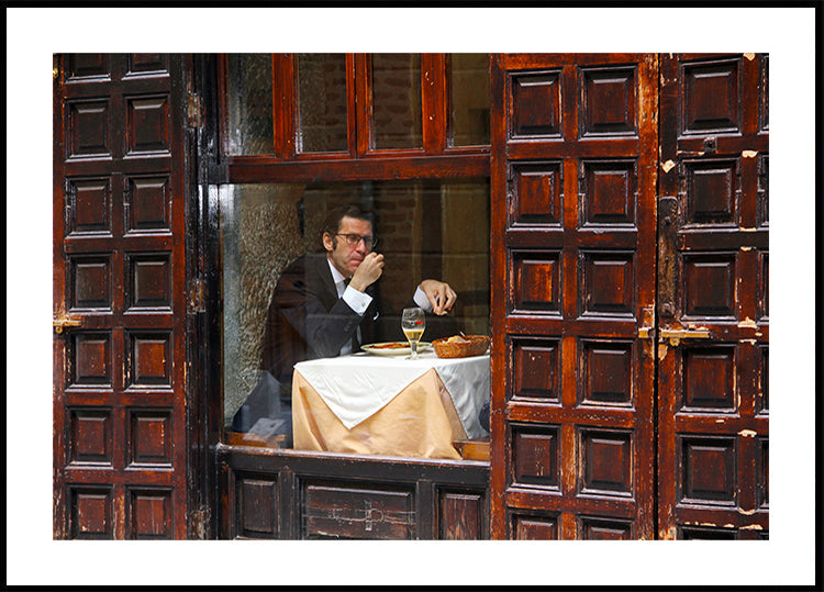 Lonely Man Dinner in Madrid's Latin Quarter Poster