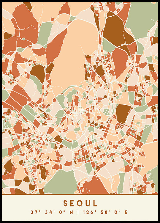 Black Maps Earth Tones 79 Poster