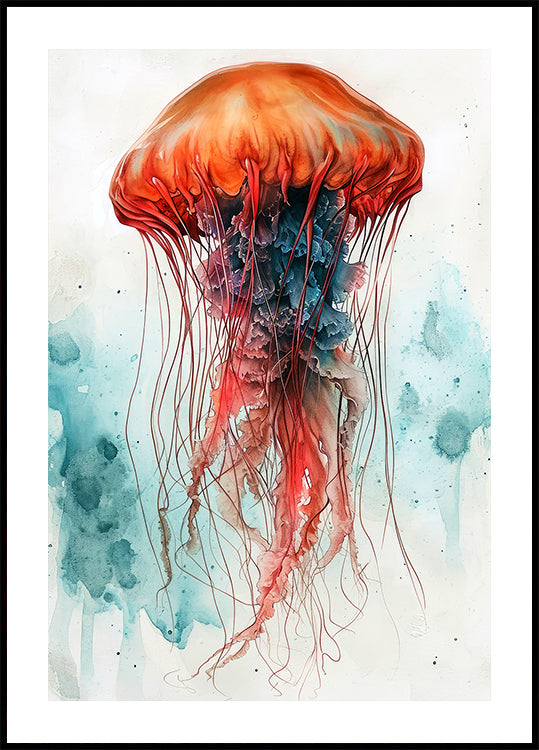 Animal Watercolor Art Medusa Sea Life Poster