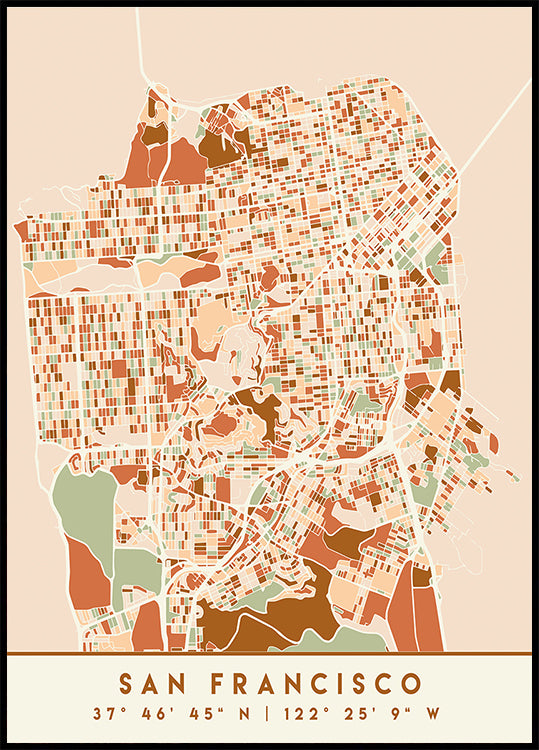 Black Maps Earth Tones 75 Poster