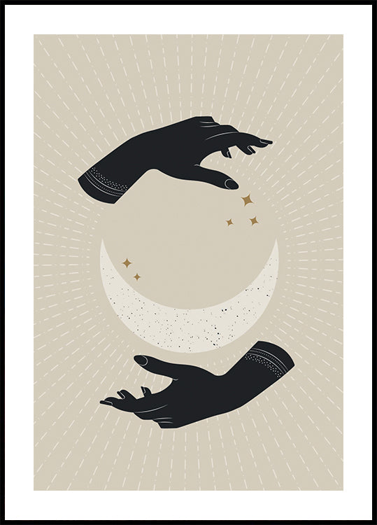 Magic of the Moon, Celestial Hands and Crescent Poster