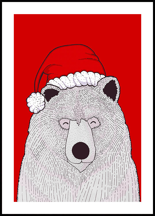 Santa red bear Poster