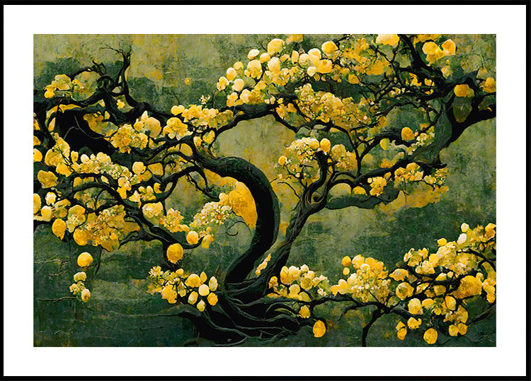 Golden Blossom Tree Poster