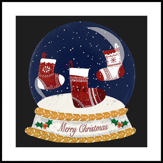 Christmas Stocking Snow Globe - Merry Christmas Poster