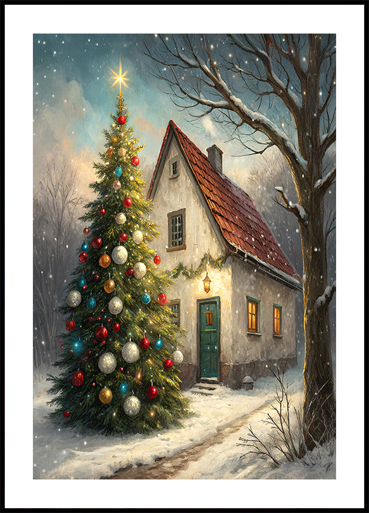 Cozy Christmas Cottage Poster