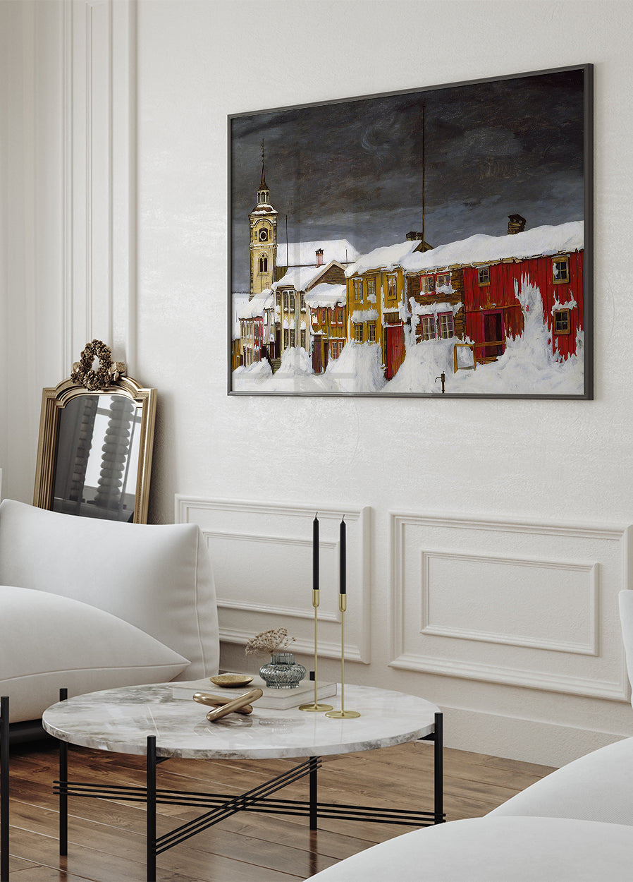 Gate in Røros City Harald Sohlberg Poster Poster - Posterbox.dk