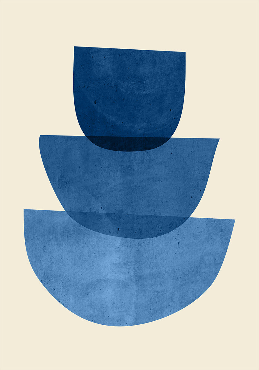 Geometric Abstract Shapes Blue Poster