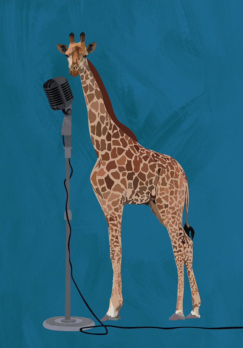Giraffe Microphone Pink 2 01 Poster
