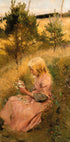 Girl Picking Flowers By Richard Bergh Poster - Posterbox.dk