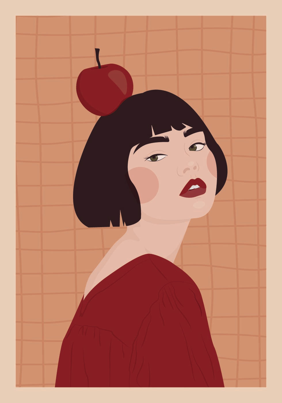 Girl with Apple Poster