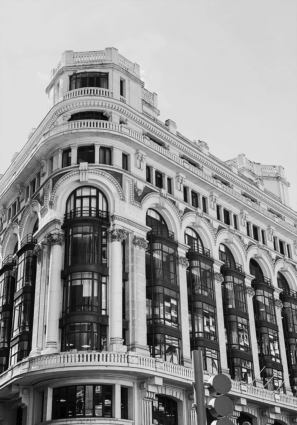 Gran Vía Madrid Architecture Black & White Poster