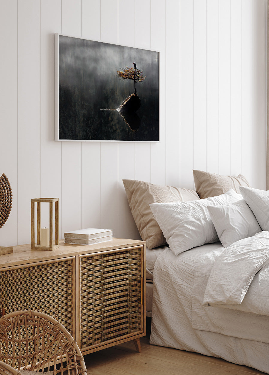 Heron Sitting On The Bonsai Tree Poster - Posterbox.dk