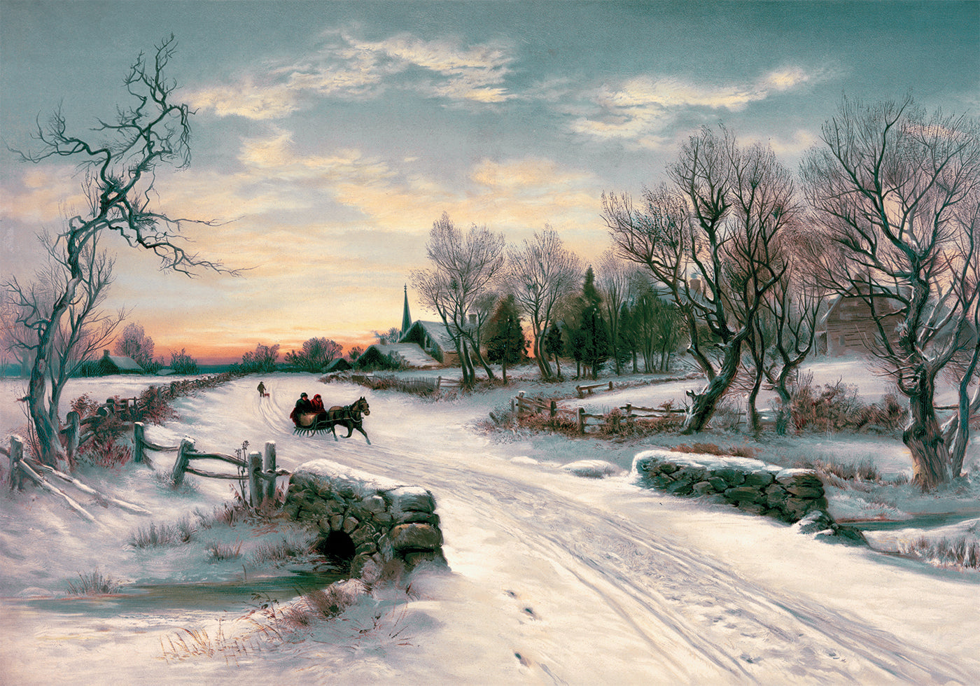 Horse And Carriage In Snow Poster - Posterbox.dk
