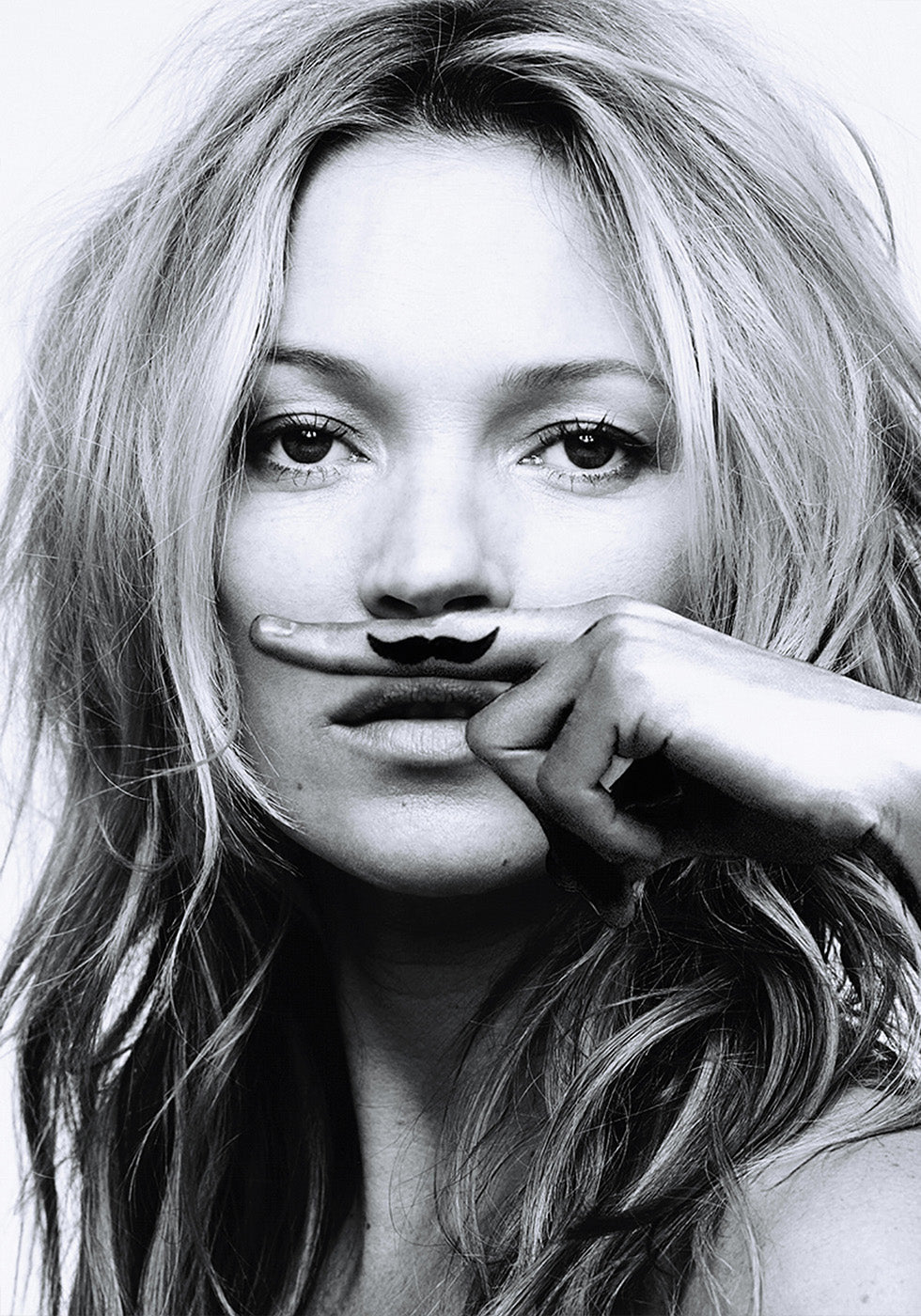 Kate Moss Mustache Mimicking Poster - Posterbox.dk