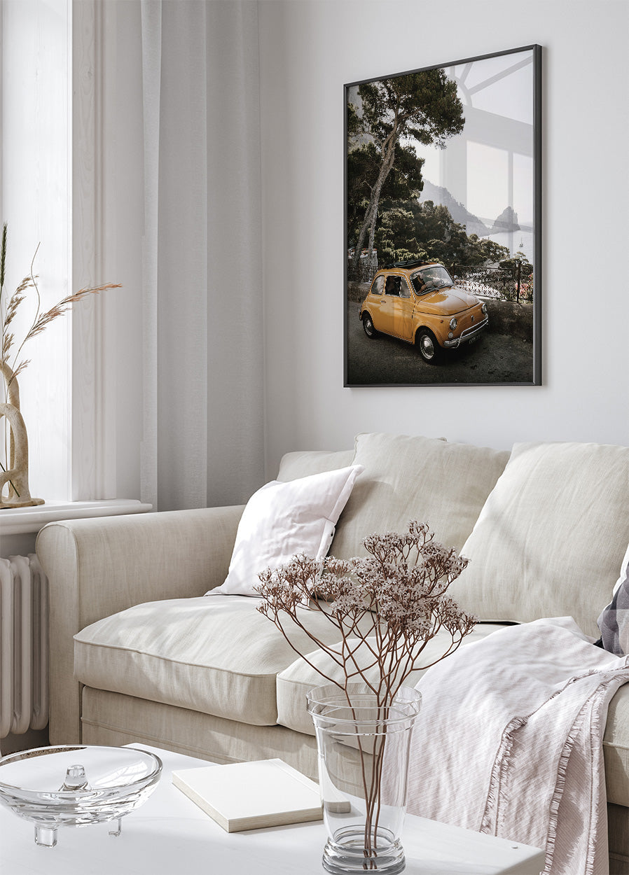 Little Orange Car in Capri Portrait Poster - Posterbox.dk