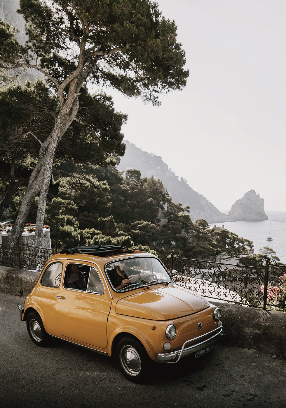 Little Orange Car in Capri Portrait Poster - Posterbox.dk
