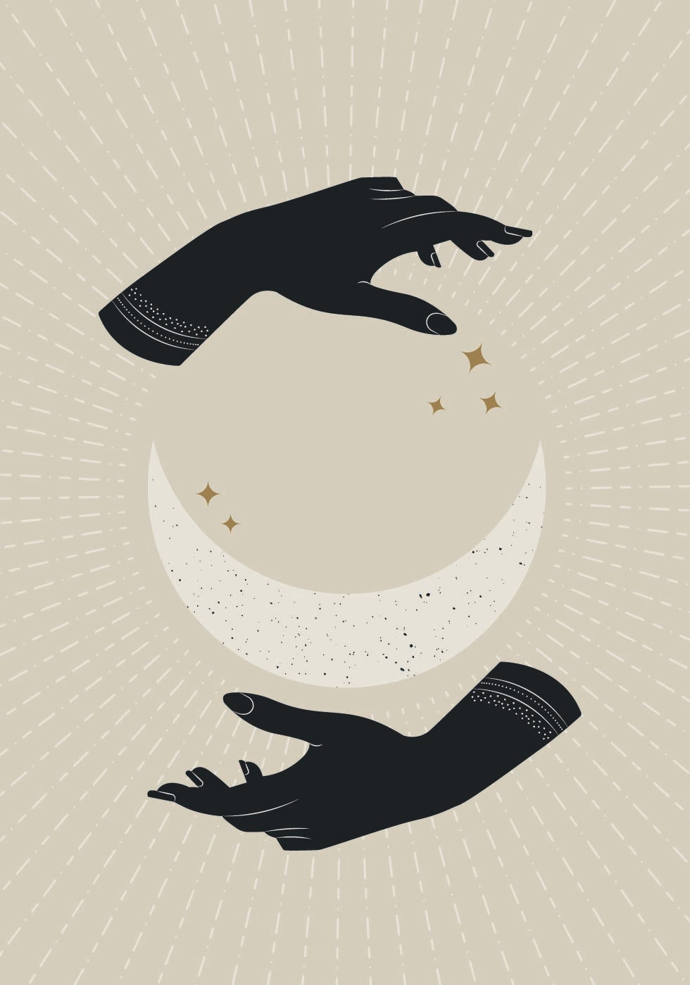 Magic of the Moon, Celestial Hands and Crescent Poster