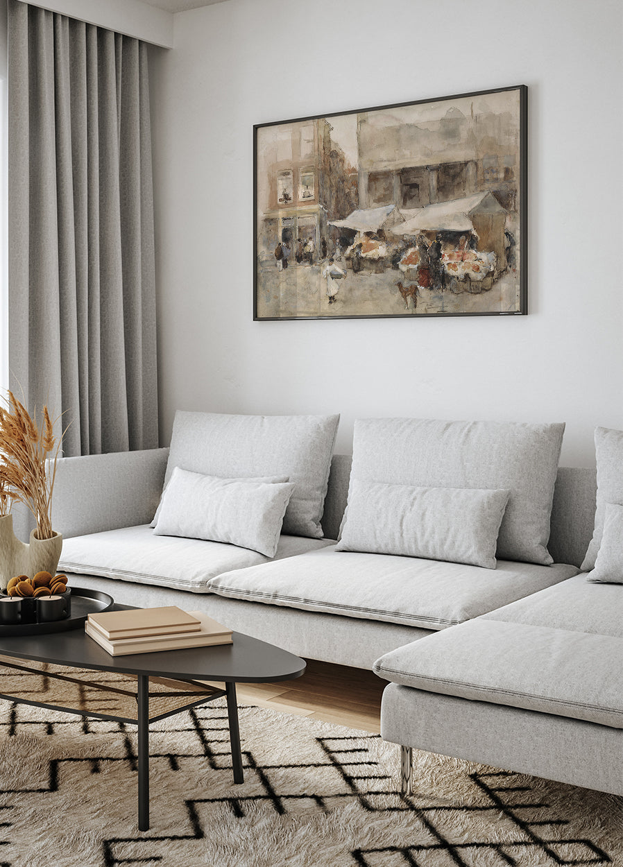 Markt Met Bloemenstalletjes By Floris Arntzenius Poster - Posterbox.dk