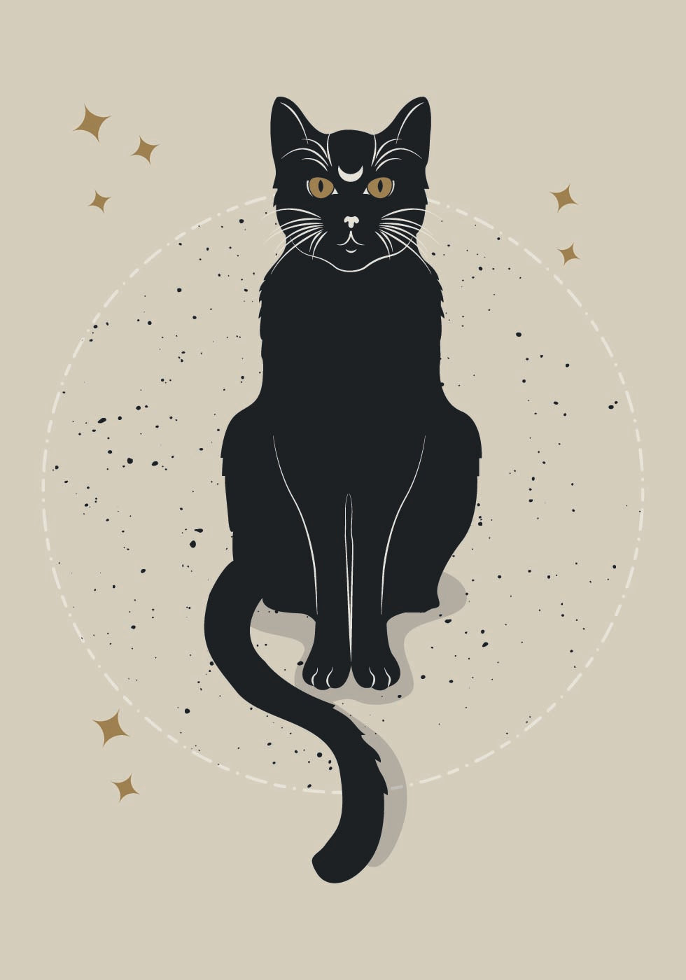 Moon Cat, Mystical Black Cat Poster