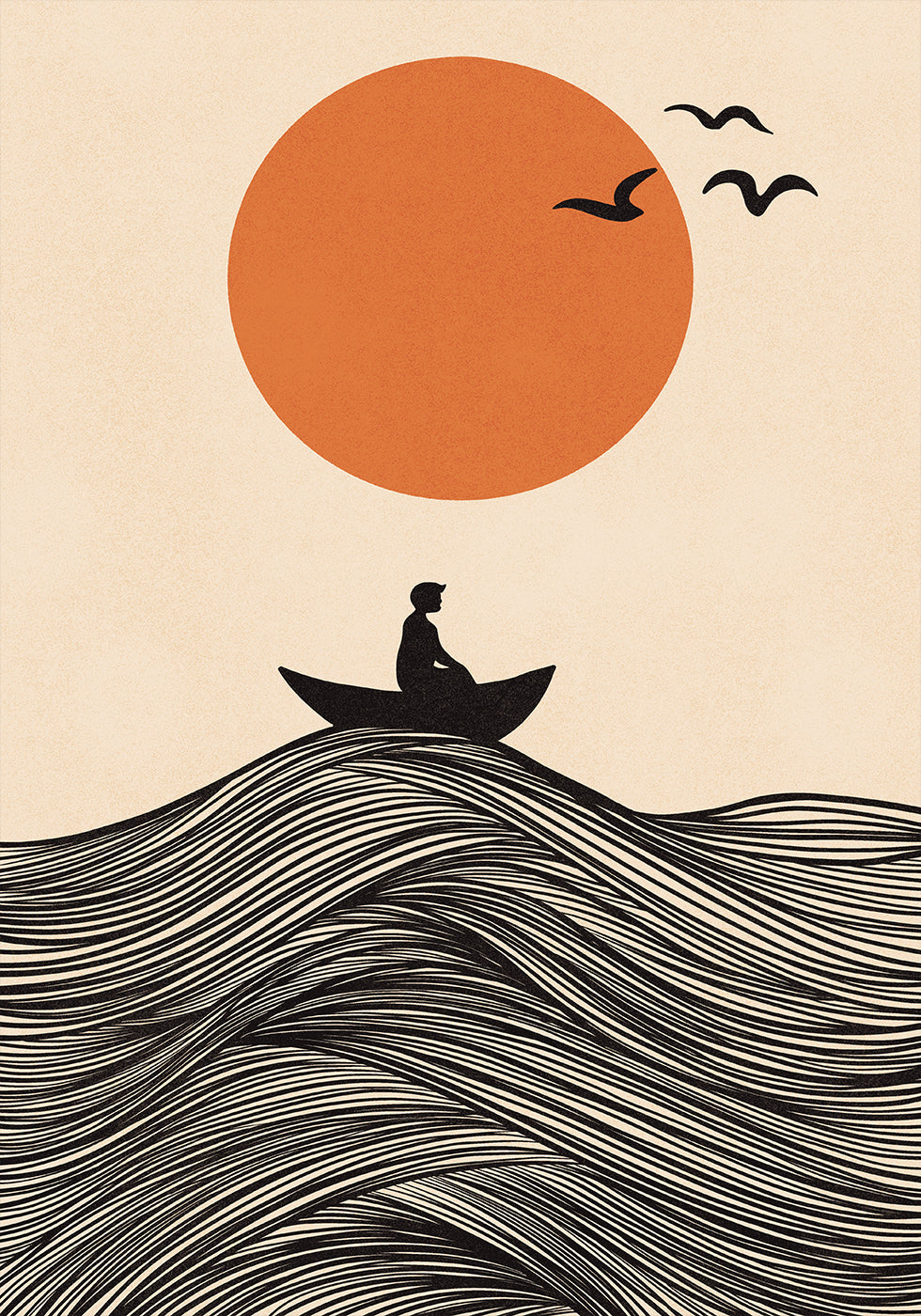 Boat and Sun Poster