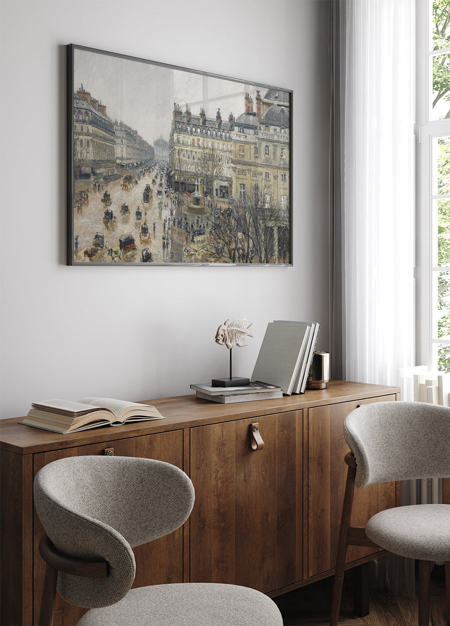 Place Du Theater Francais Paris Rain By Camille Pissarro Poster - Posterbox.dk