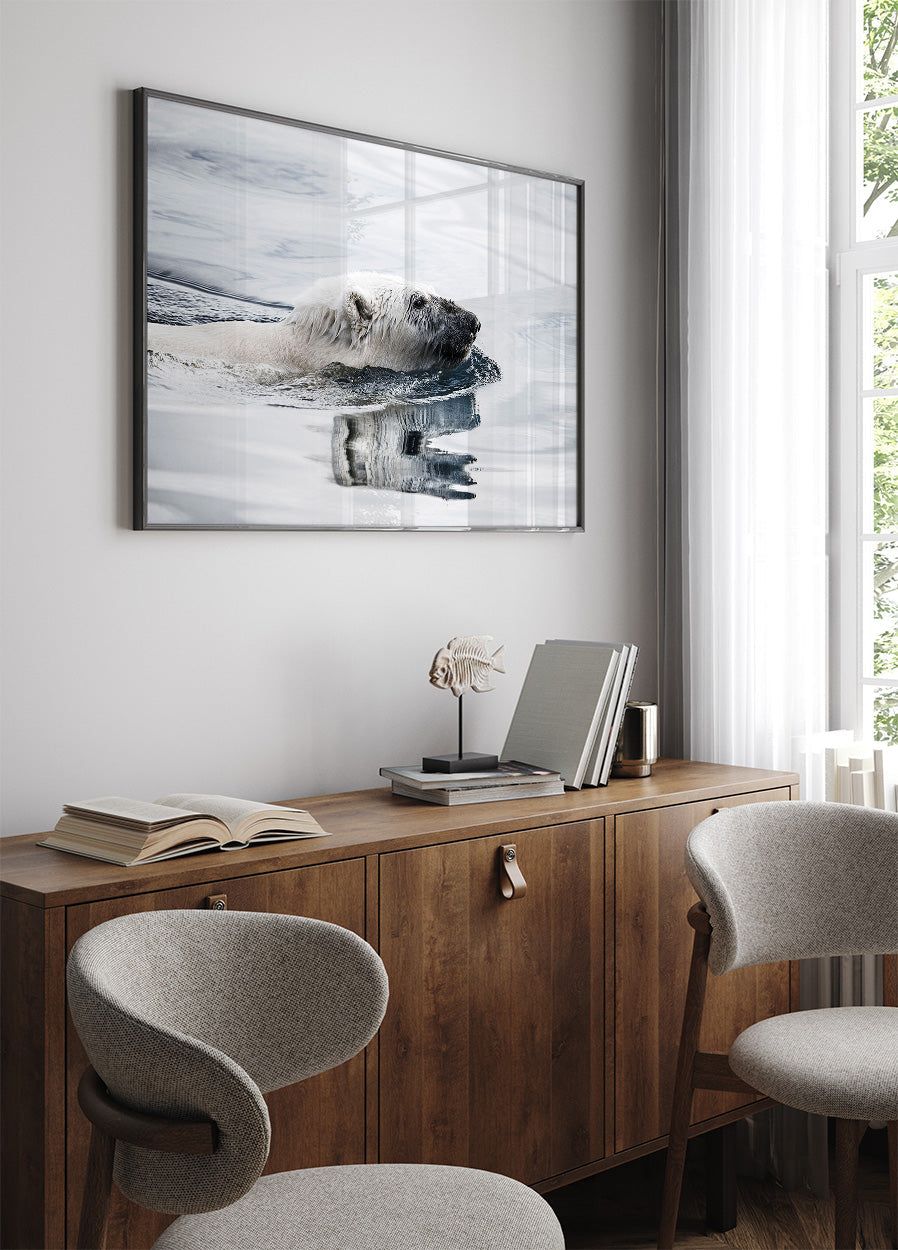 Polar Bear Swimming Poster - Posterbox.dk