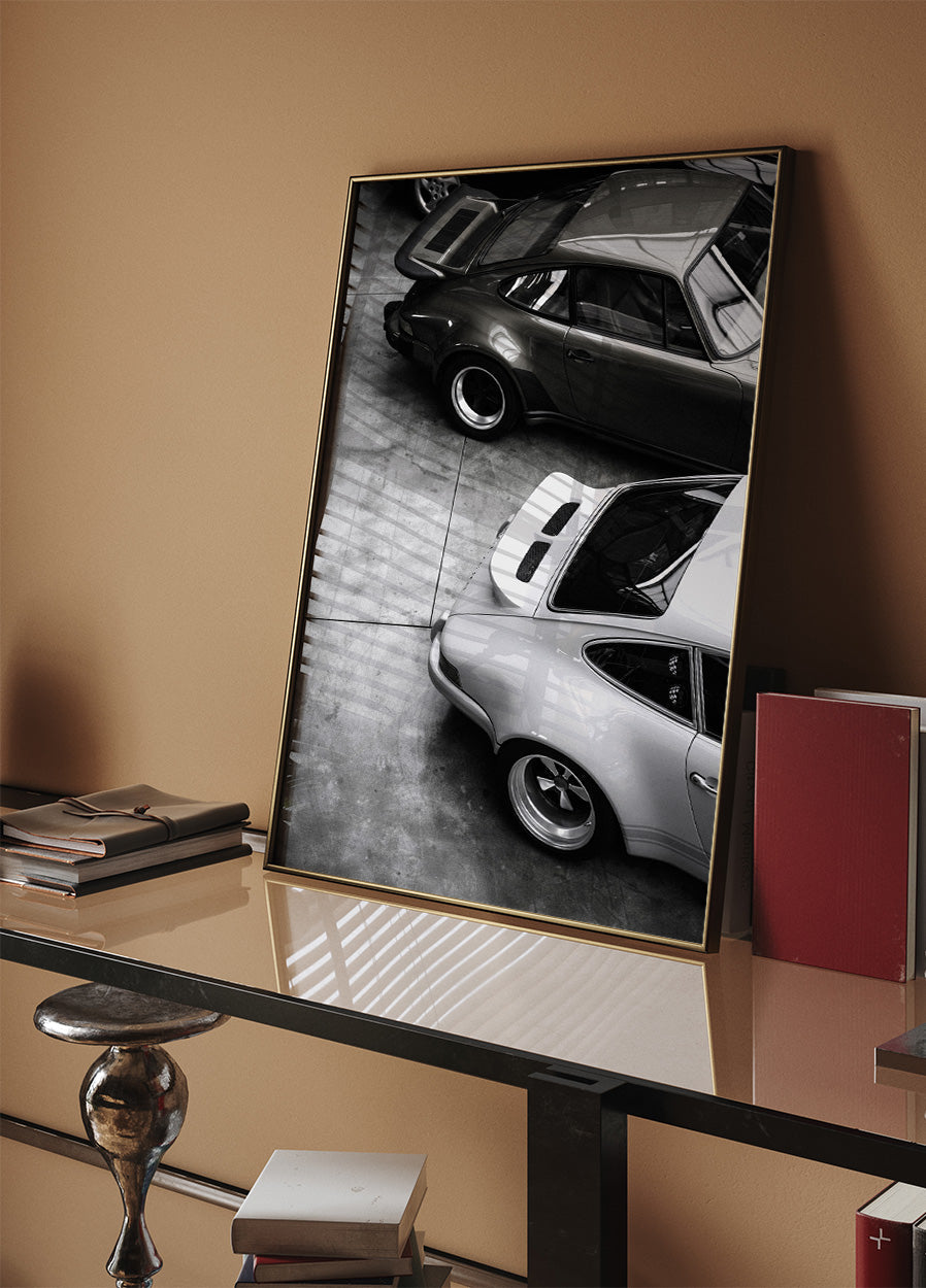 Classic Porsche in Black and White Poster - Posterbox.dk