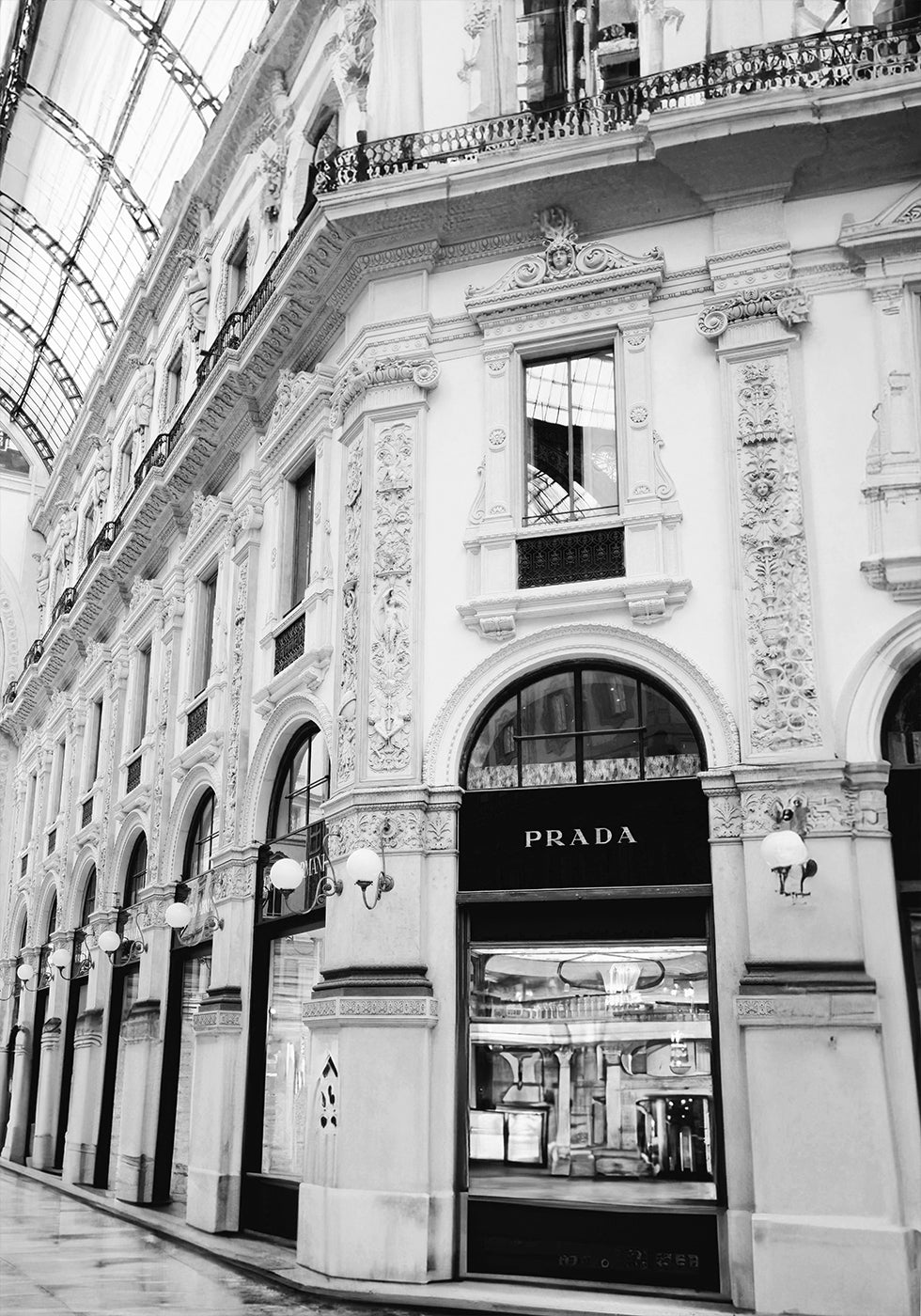Prada Milan Boutique Black & White Poster