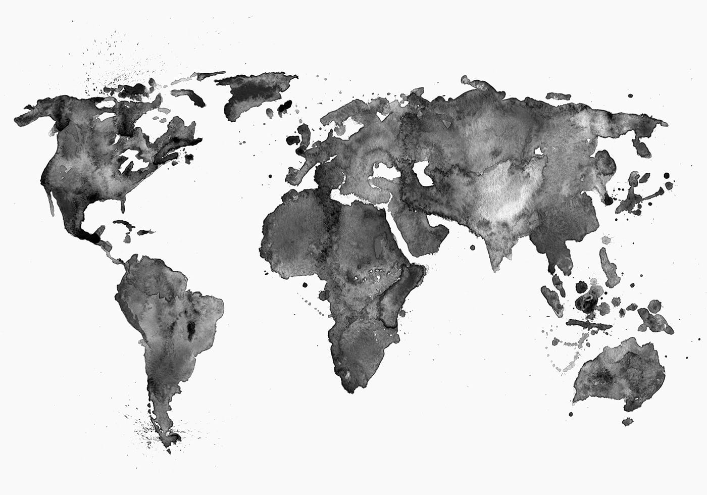 World Black Ink Map Poster - Posterbox.dk