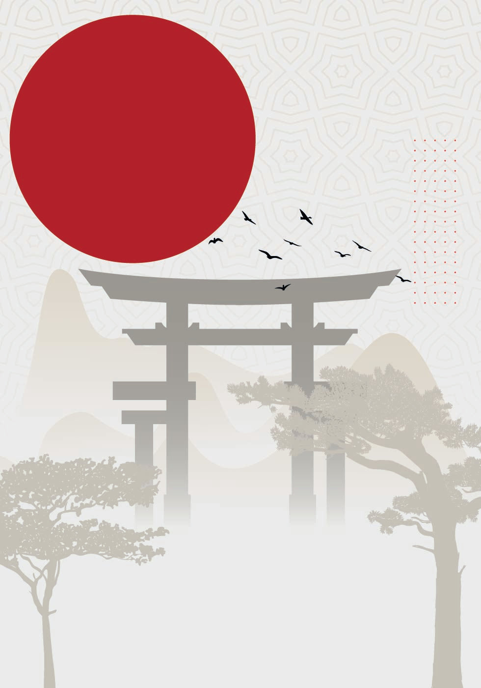 Red Sun Torii Poster