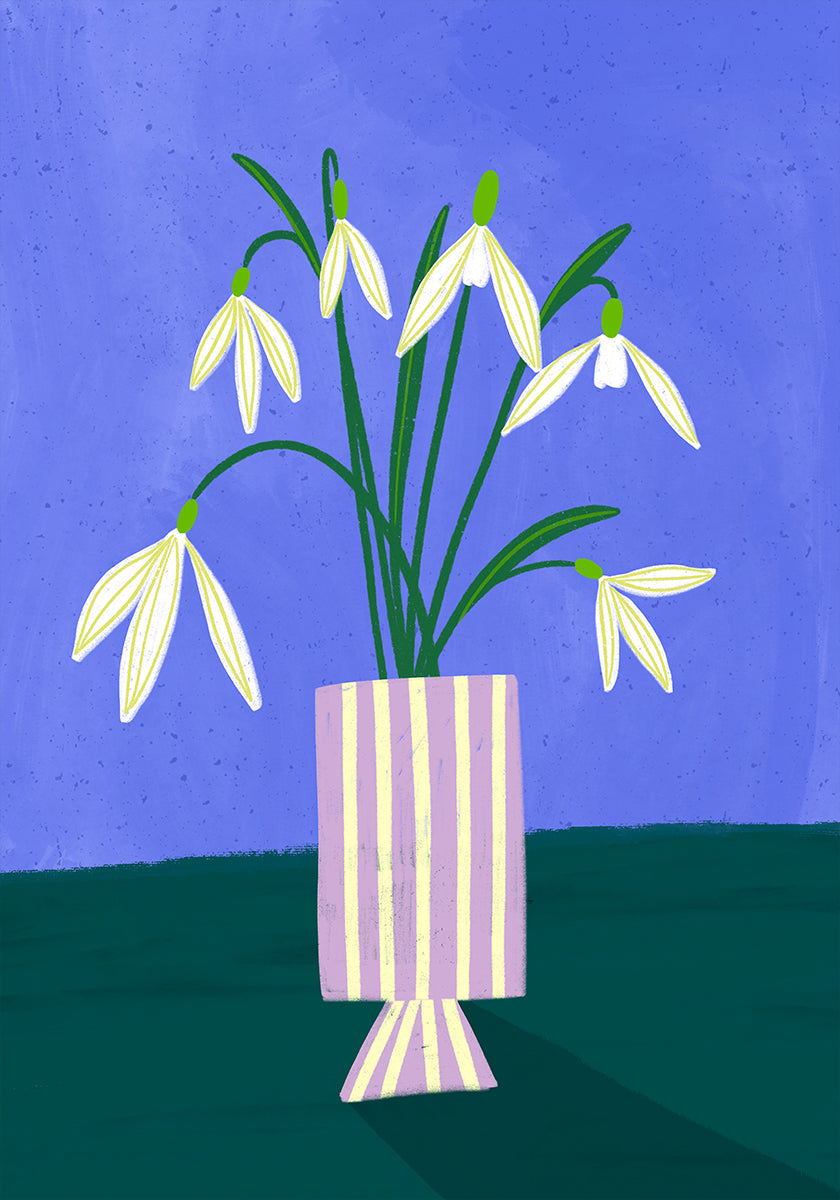 Snowdrops in Stripes Poster
