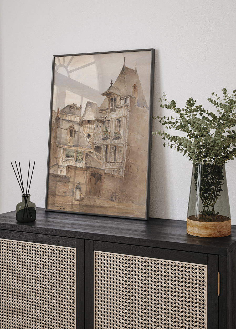 Street Scene With Medieval Houses By Arnold W. Brunner Poster - Posterbox.dk