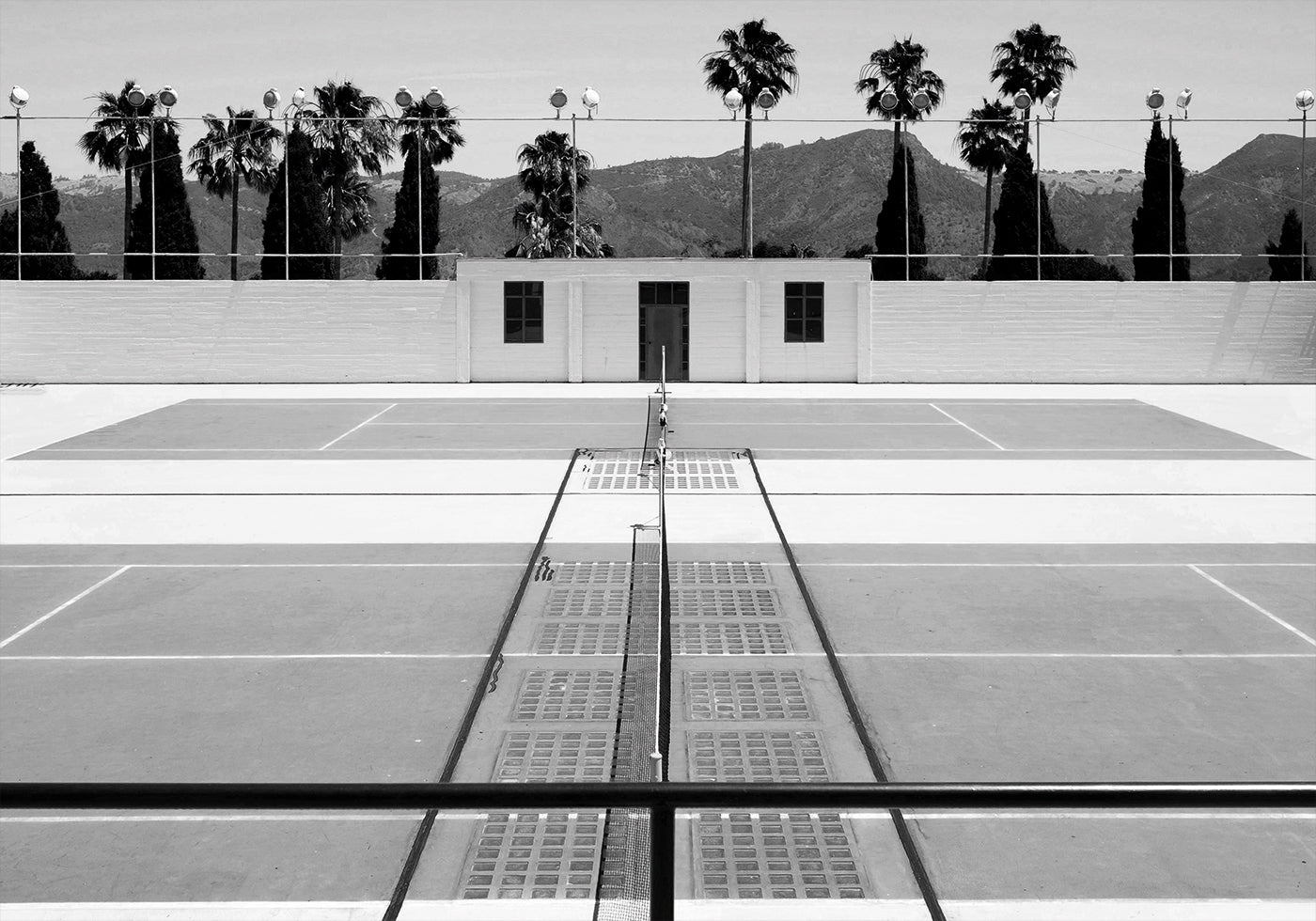 Tennis Court and Palm Trees Poster - Posterbox.dk