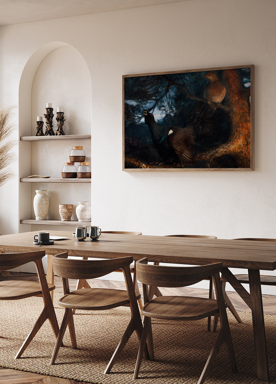 The Mating of the Capercaillies By Bruno Liljefors Poster - Posterbox.dk