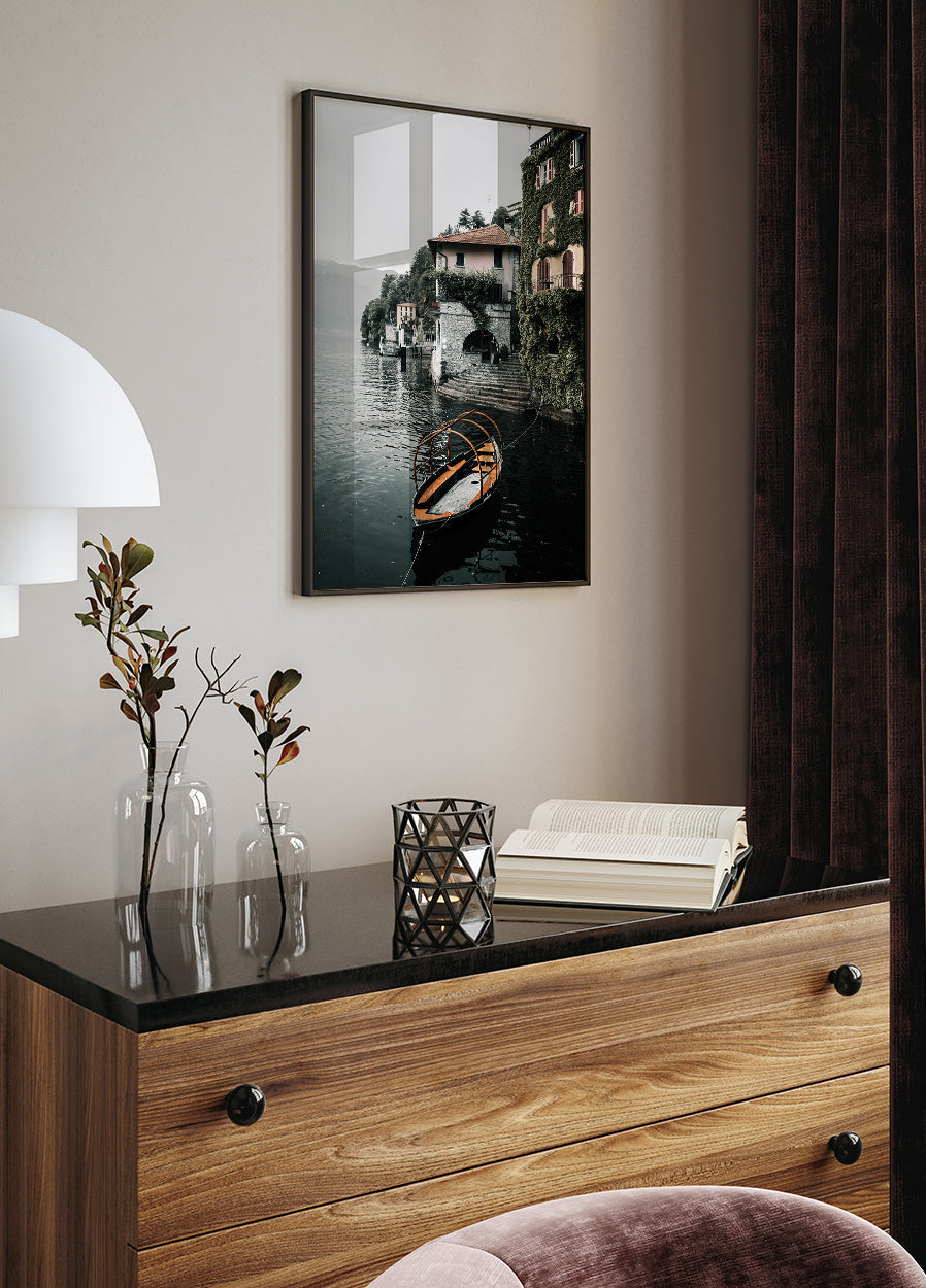 View Of The City From Lake Como Poster - Posterbox.dk
