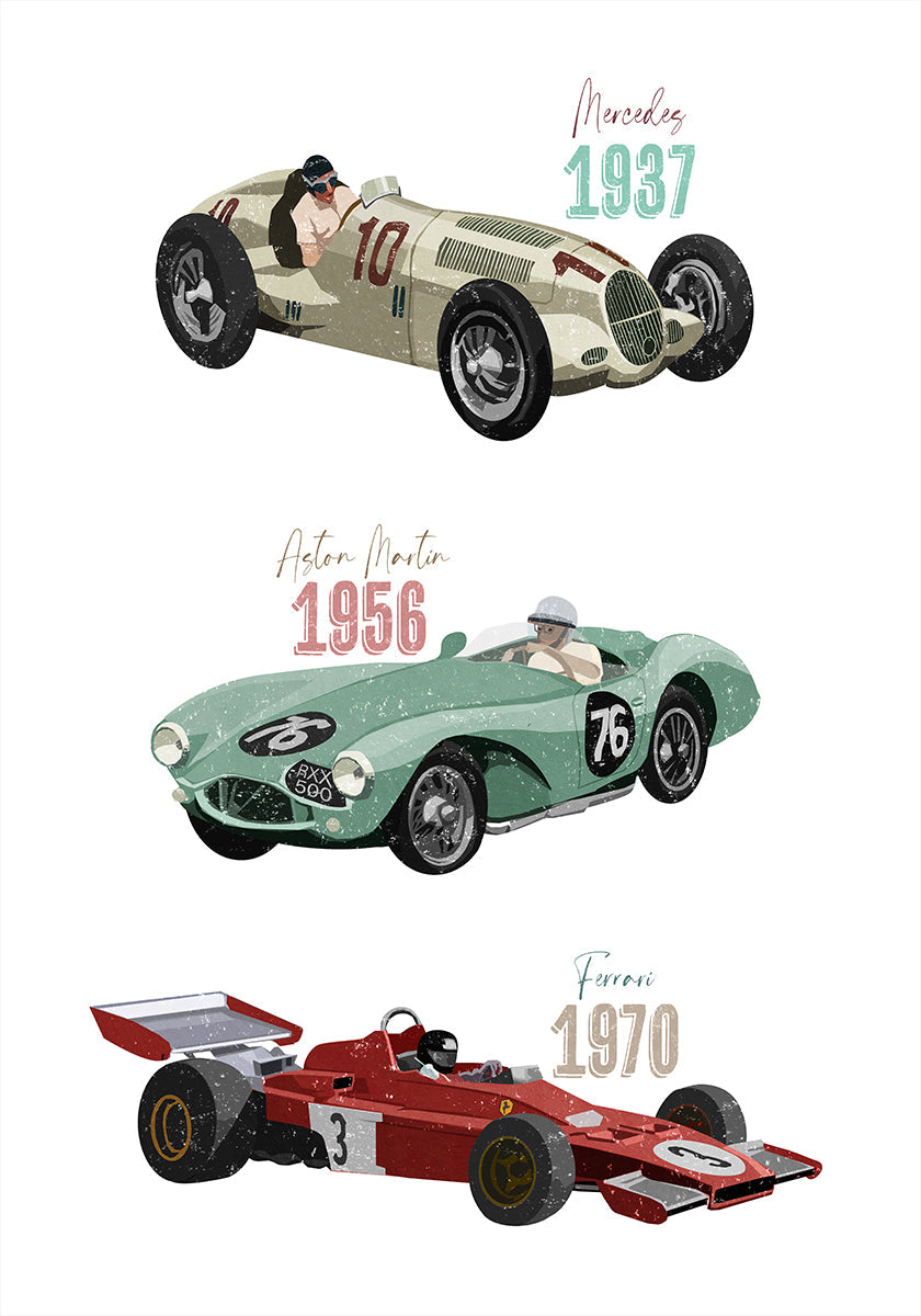 Vintage Racecars Poster