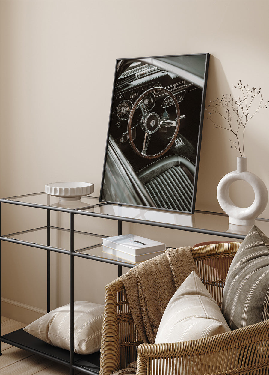 Vintage Car Steering Wheel Poster - Posterbox.dk