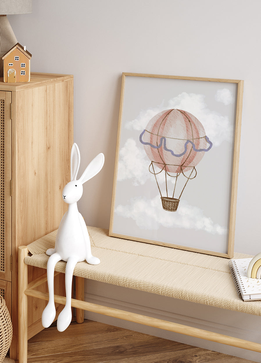 Watercolor Hot Air Balloon Poster - Posterbox.dk