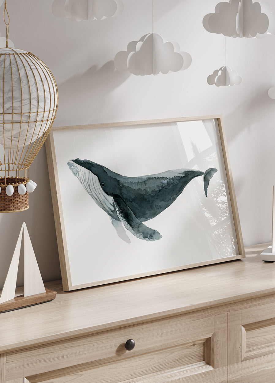 Watercolor Whale Poster - Posterbox.dk